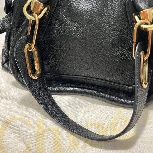 Chloe Paraty Black Satchel Bag with Gold Hardware - Picture 8 of 9